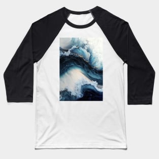 Wild Blue Waves - Abstract Alcohol Ink Resin Art Baseball T-Shirt